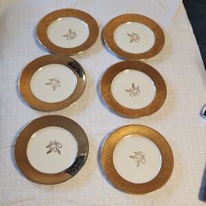 Royal Embassy Golden Harvest Vertified Porcelain Desert Plates Set Of 6
